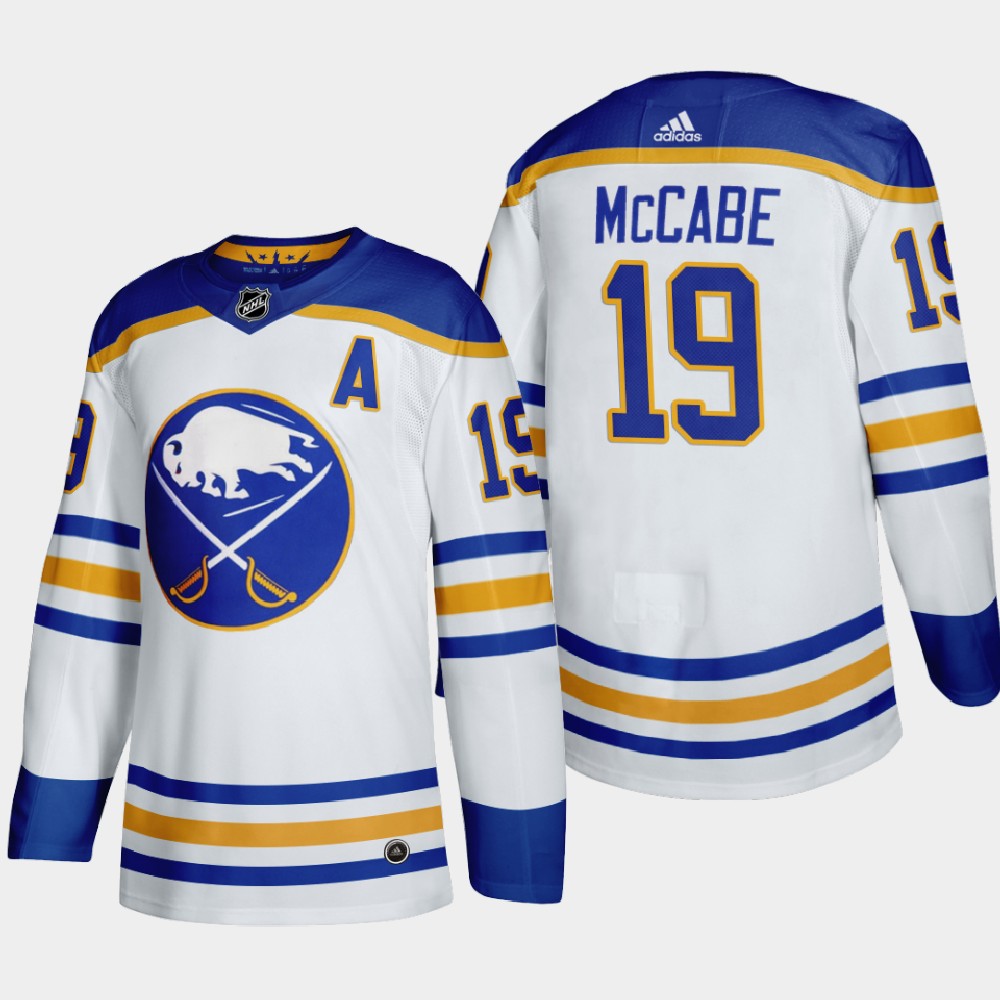 Buffalo Sabres 19 Jake Mccabe Men Adidas 2020 Away Authentic Player Stitched NHL Jersey White